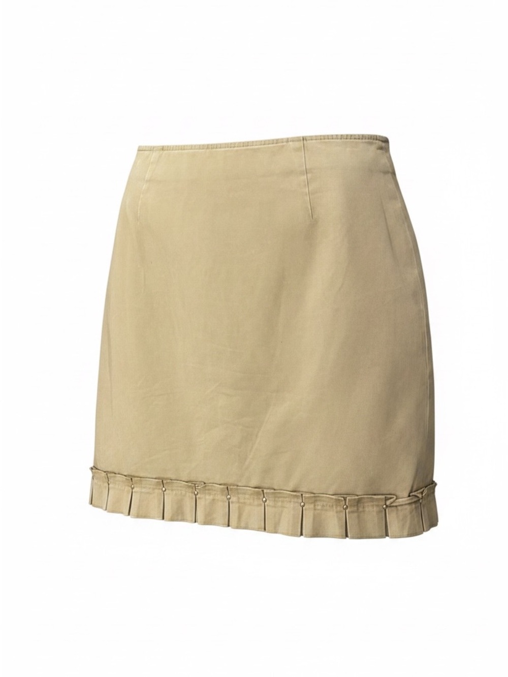 #189, Harold’s Vintage Classic Pleated Hem Khaki Mini Skirt, size 12